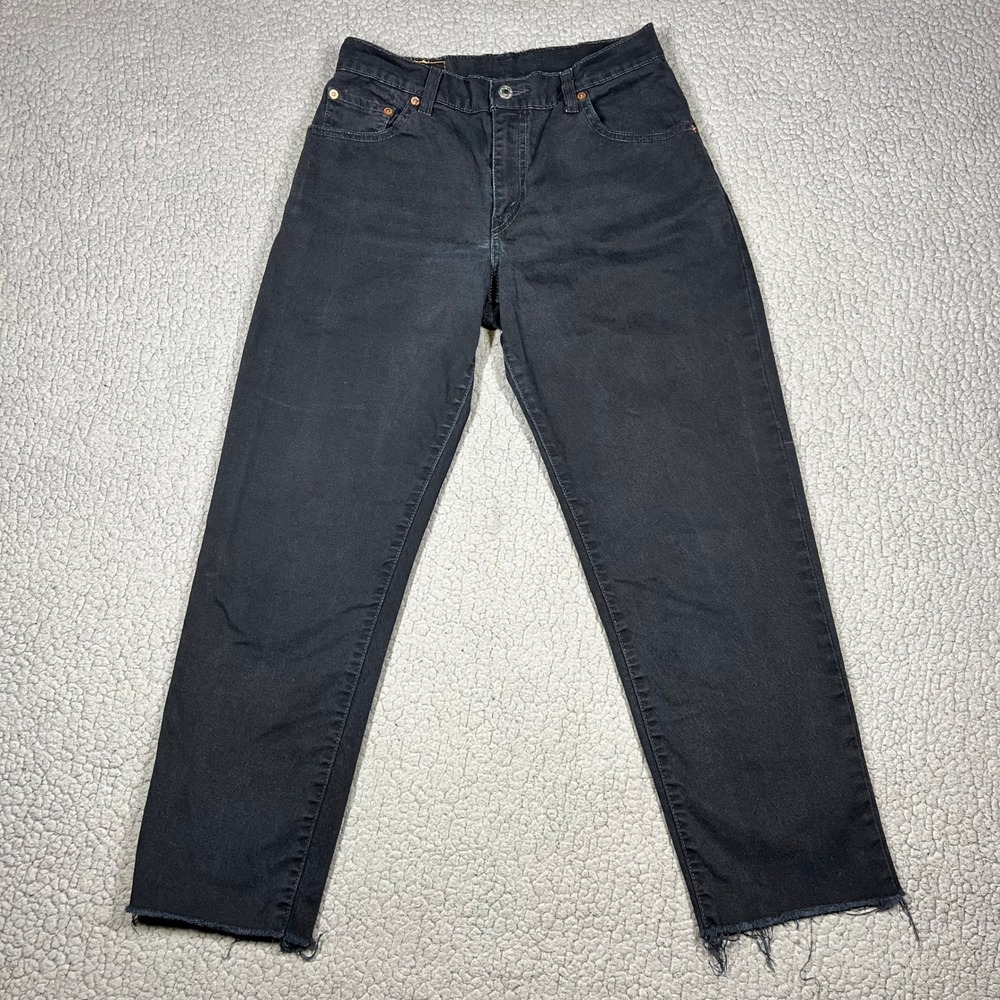 Vintage Levis 550 Relaxed Fit Tapered Jeans Black Raw‎ Hem Womens Size 6 MIS S